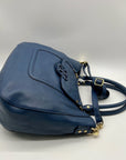Tory Burch Blue Pebbled Leather Shoulder Bag