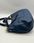 Tory Burch Blue Pebbled Leather Shoulder Bag