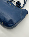 Tory Burch Blue Pebbled Leather Shoulder Bag