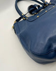 Tory Burch Blue Pebbled Leather Shoulder Bag