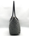 Kate Spade Black & Clotted Cream Striped Nylon Watson Lane Maya Tote Bag
