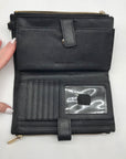 Michael Kors Black Pebbled Leather Adele Double Zip Phone Wallet