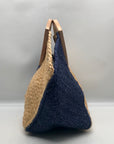 MMS Brands Natural Woven Jute and Blue Braided Tote Bag