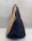 MMS Brands Natural Woven Jute and Blue Braided Tote Bag