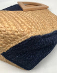 MMS Brands Natural Woven Jute and Blue Braided Tote Bag