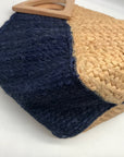 MMS Brands Natural Woven Jute and Blue Braided Tote Bag