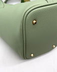 Valentino Orlandi Mint Green Pebbled Leather Bucket Bag