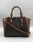 Michael Kors Brown Coated Canvas Monogram Ciara Satchel Bag And Wallet