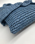 Aqua Blue Hand-Woven Straw Tote Bag