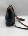 Bally Black And Brown Leather Vintage Woven Tote Bag