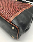 Bally Black And Brown Leather Vintage Woven Tote Bag