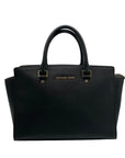 Michael Kors Black Saffiano Leather Selma Convertible Satchel Bag