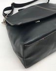 Tommy Hilfiger Black Leather Fold Over Messenger Bag