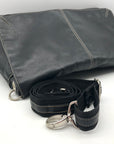 Tommy Hilfiger Black Leather Fold Over Messenger Bag