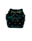 Madison West Green Velvet Party Bucket Bag