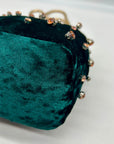 Madison West Green Velvet Party Bucket Bag