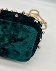 Madison West Green Velvet Party Bucket Bag