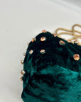 Madison West Green Velvet Party Bucket Bag
