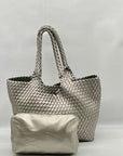 Unbranded Grey Woven Faux Leather Tote Bag