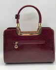 The Danbury Mint Burgundy Snake Embossed Leather Satchel Bag