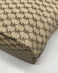 Michael Kors Beige Canvas And Red Leather Trim Monogram Tote Bag