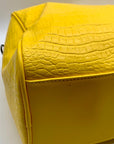 Privata Yellow Croc-Embossed Faux Leather Large Duffel Bag