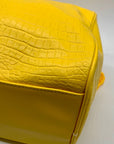 Privata Yellow Croc-Embossed Faux Leather Large Duffel Bag