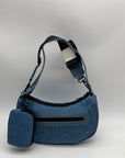 XOXO Blue Quilted Baguette Convertible Crossbody & shoulder Bag