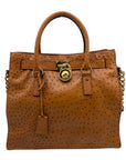 Michael Kors Tan Ostrich Leather Hamilton Tote