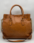 Michael Kors Tan Ostrich Leather Hamilton Tote
