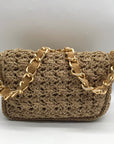 Caterina Bertini Gold Metallic Woven Bag