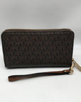 Michael Kors Brown Monogram Coated Canvas Wristlet
