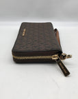 Michael Kors Brown Monogram Coated Canvas Wristlet
