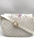 Giani Bernini White Floral Small Saddle Crossbody Bag