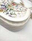 Giani Bernini White Floral Small Saddle Crossbody Bag