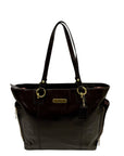 Coach Brown Patent Leather Zipper Bag F20432