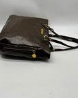 Coach Brown Patent Leather Zipper Bag F20432