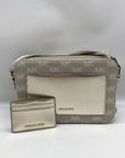 Michael Kors Metallic Gold Fabric Maeve Small East West Pocket bag