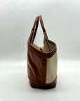MMs Brands Beige and Brown Canvas Tote Bag