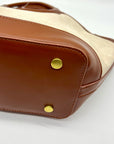 MMs Brands Beige and Brown Canvas Tote Bag