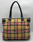 Coach Beige Daisy Wool Tweed Plaid Emma Tote Bag F25083