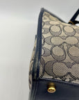 Coach Blue Leather And Canvas Print Reversible Shoulder Bag