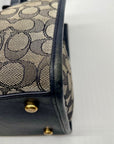Coach Blue Leather And Canvas Print Reversible Shoulder Bag