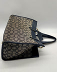 Coach Blue Leather And Canvas Print Reversible Shoulder Bag