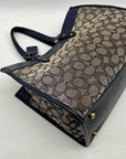 Coach Blue Leather And Canvas Print Reversible Shoulder Bag