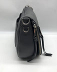 Marc Jacobs Stone Gray Pebbled Leather Recruit Nomad Saddle Bag