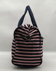 Madden Girl Navy And Pink Striped Weekender Travel Duffel Bag
