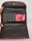 Dooney and Bourke Red Leather Croc Embossed Denison Satchel And Wallet