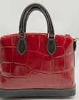 Dooney and Bourke Red Leather Croc Embossed Denison Satchel And Wallet