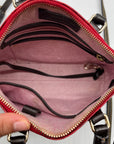 Dooney and Bourke Red Leather Croc Embossed Denison Satchel And Wallet